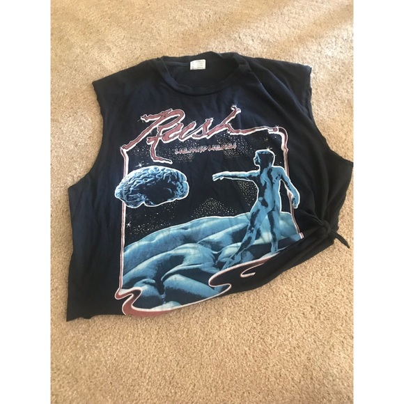 rush Tops - Vintage RUSH band altered crop top asymmetrical
